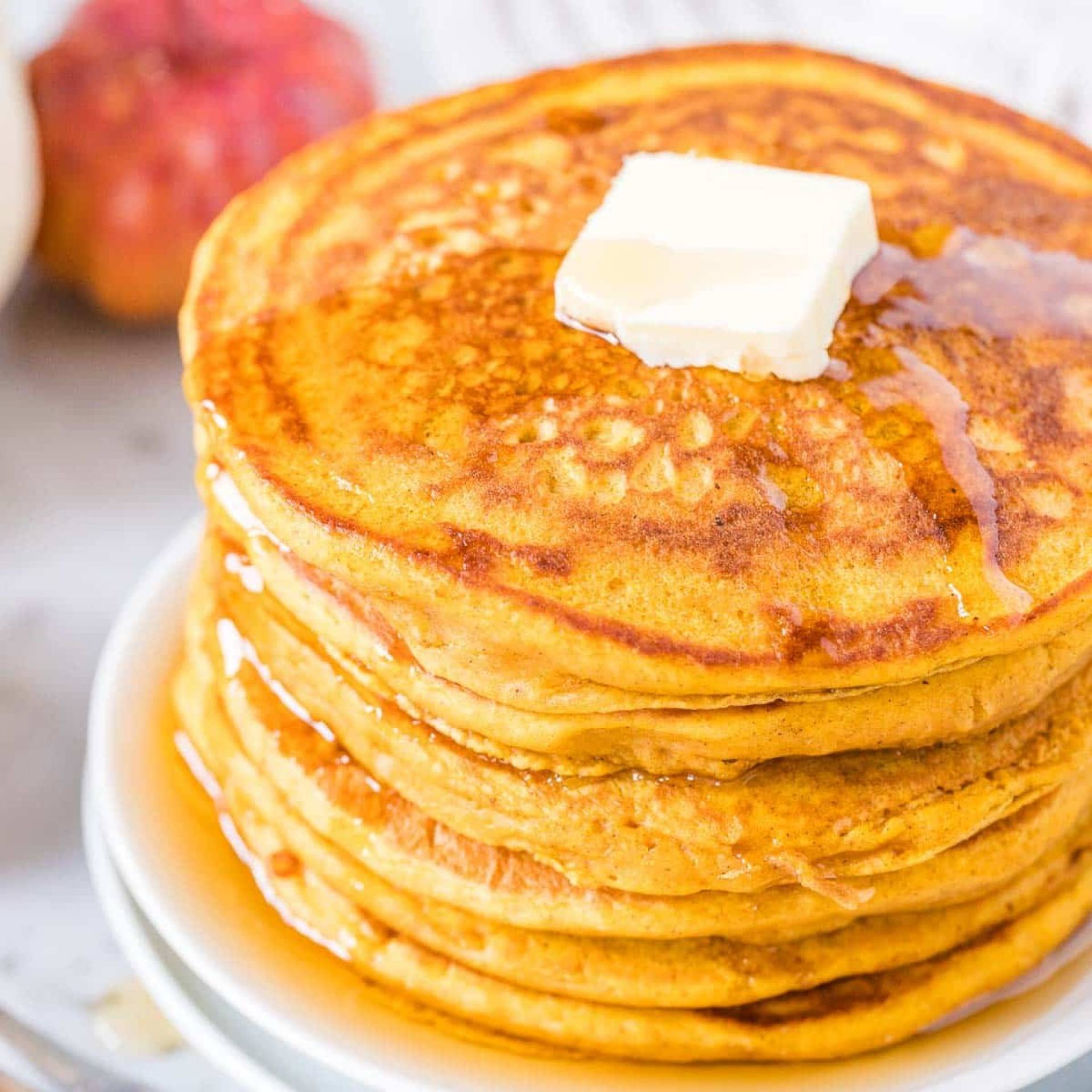 Pumpkin Protein Pancakes with Turkey Bacon & Fruit