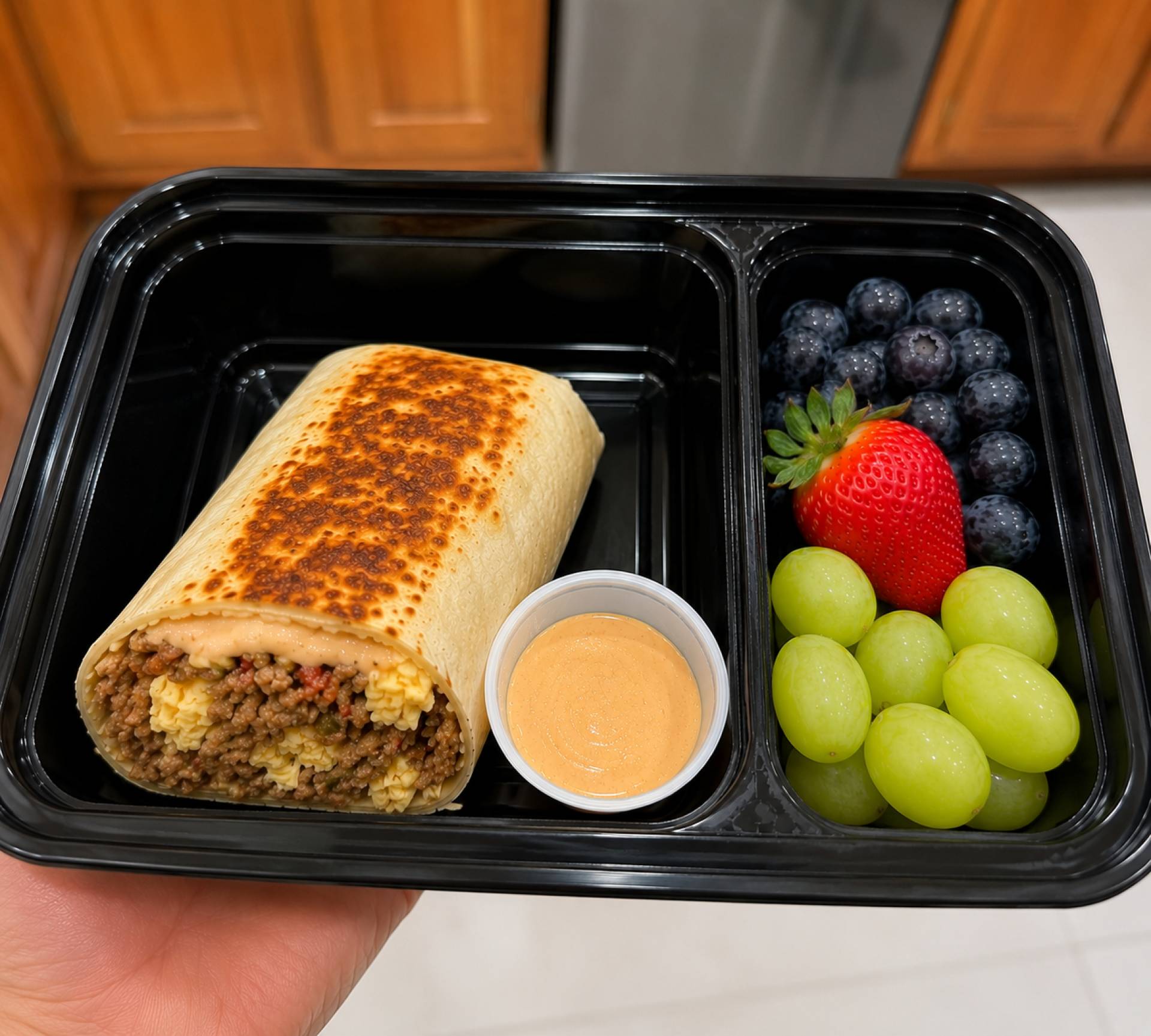 Half BIG Southwest Breakfast Burrito with Fruit